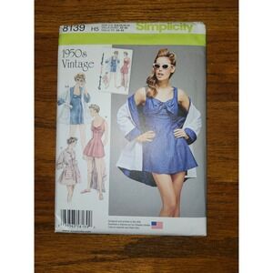 Simplicity 8139 50s Vintage Retro Bathing Dress and Beach Coat Pattern Size 6-14